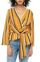 Women's Topshop Tiffany Stripe Asymmetrical Blouse Us (fits Like 0) - Yellow