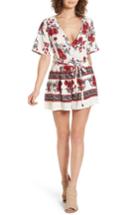 Women's Trixxi Border Print Woven Romper - White