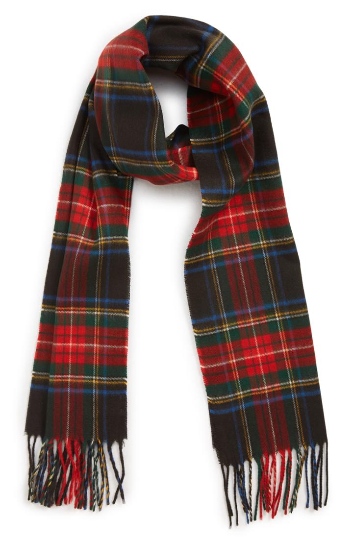 Men's The Rail Tartan Fringed Scarf, Size - Black