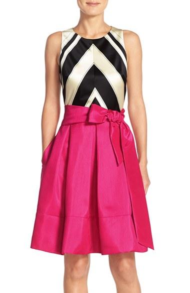 Women's Eliza J Faille & Taffeta Fit & Flare Dress