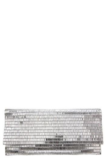 Nina Crystal Foldover Clutch - Metallic