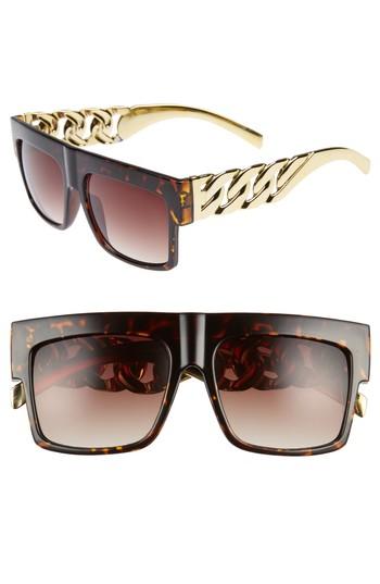 Women's Bp. 52mm Chain Detail Shield Sunglasses - Brown/ Gold