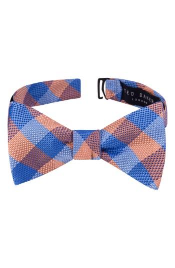 Men's Ted Baker London Derby Check Silk Bow Tie, Size - Blue/green