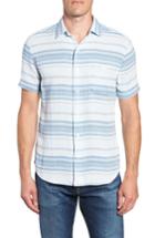 Men's Faherty Ventura Double Cloth Short Sleeve Shirt - Blue