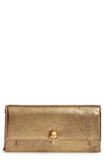 Women's Alexander Mcqueen Skull Leather Wallet On A Chain -