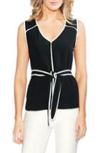 Women's Vince Camuto Contrast Piping Sleeveless Top - Black
