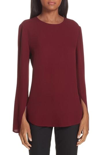 Women's Theory Bringam Slit Sleeve Georgette Top, Size - Burgundy