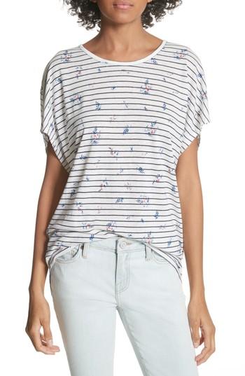 Women's Joie Riker Floral Stripe Linen Blend Top - White
