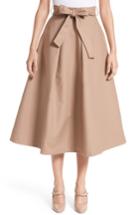 Women's Co Belted Cotton Skirt - Brown