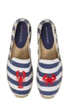 Women's Patricia Green Embroidered Lobster & Crab Espadrille Flat M - Blue