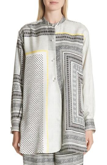 Women's Etro Pearl Button Silk Top Us / 40 It - White