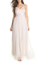 Women's Adrianna Papell Embellished Bodice Tulle Gown - Pink