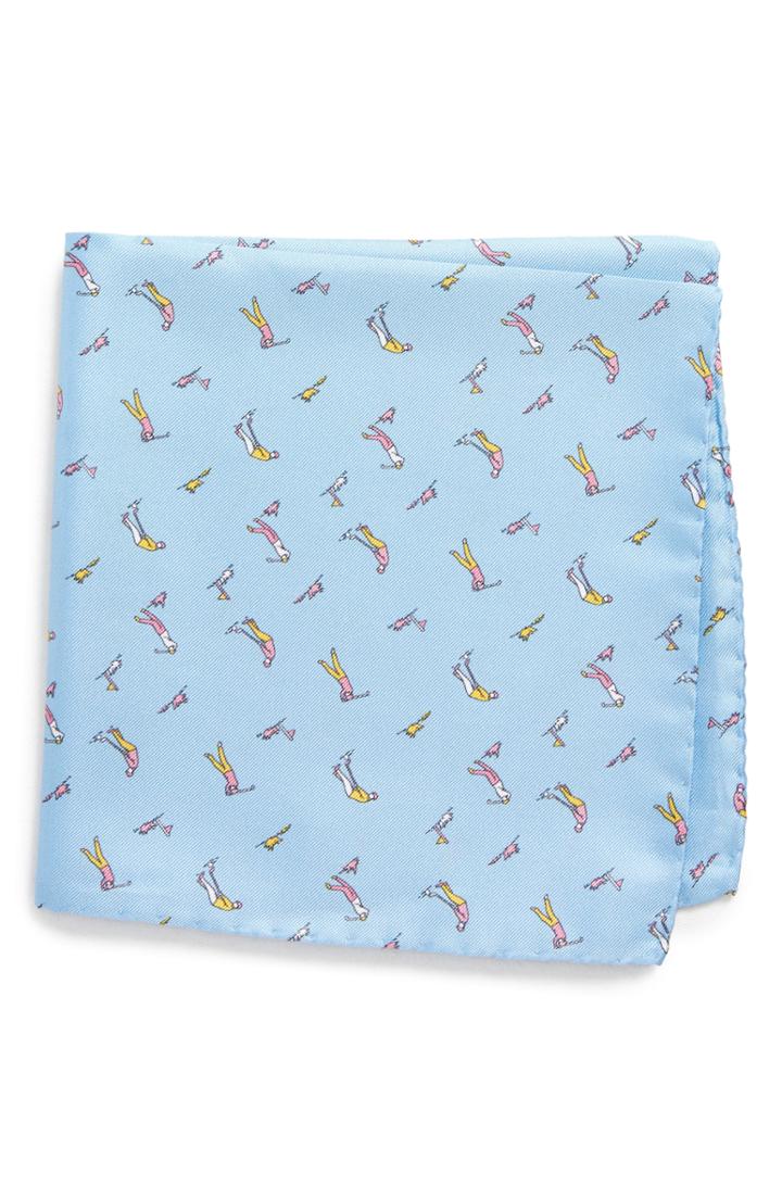 Men's Lazyjack Press Foreplay Silk Pocket Square, Size - Blue