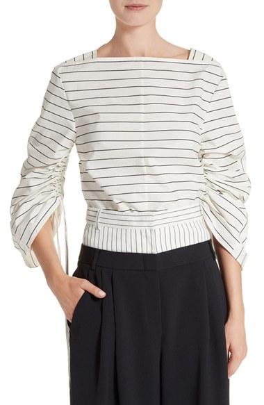 Women's Tibi Sculpted Sleeve Stripe Poplin Top