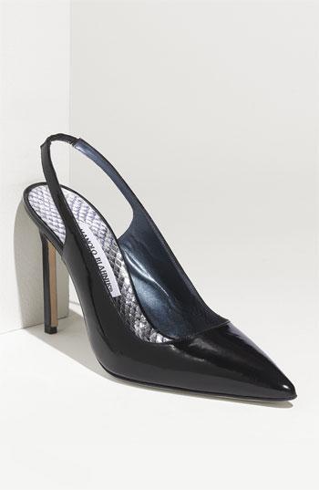 Manolo Blahnik 'marcafac' Patent Pump Black Patent 34 Eu