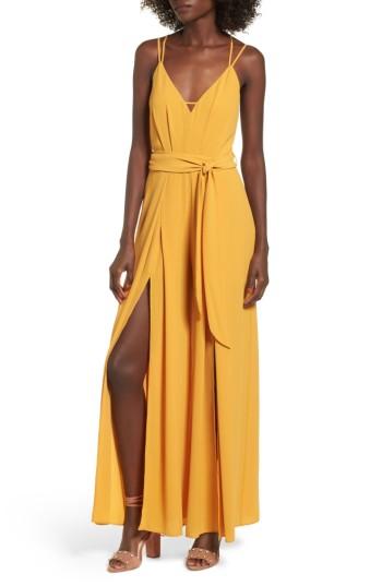 Women's Socialite Split Leg Jumpsuit - Yellow