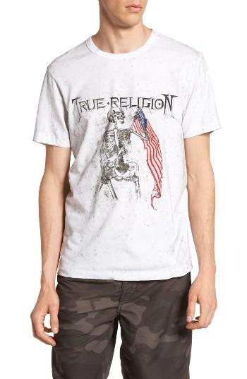 Men's True Religion Brand Jeans 4th Flag Embroidered Graphic T-shirt - White