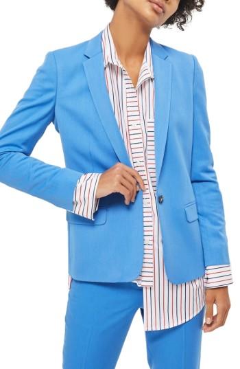 Women's Topshop Tailored Suit Jacket Us (fits Like 0-2) - Blue