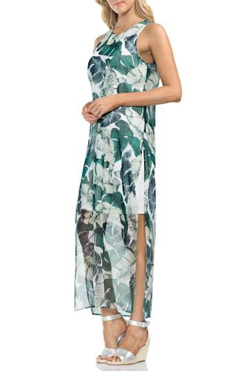 Women's Vince Camuto Jungle Palm Overlay Maxi Dress - White