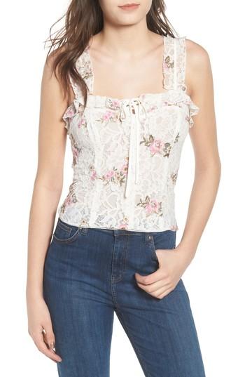 Women's Wayf Acerra Lace-up Lace Top - Ivory
