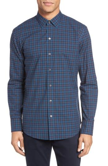 Men's Zachary Prell Adler Trim Fit Plaid Sport Shirt - Blue