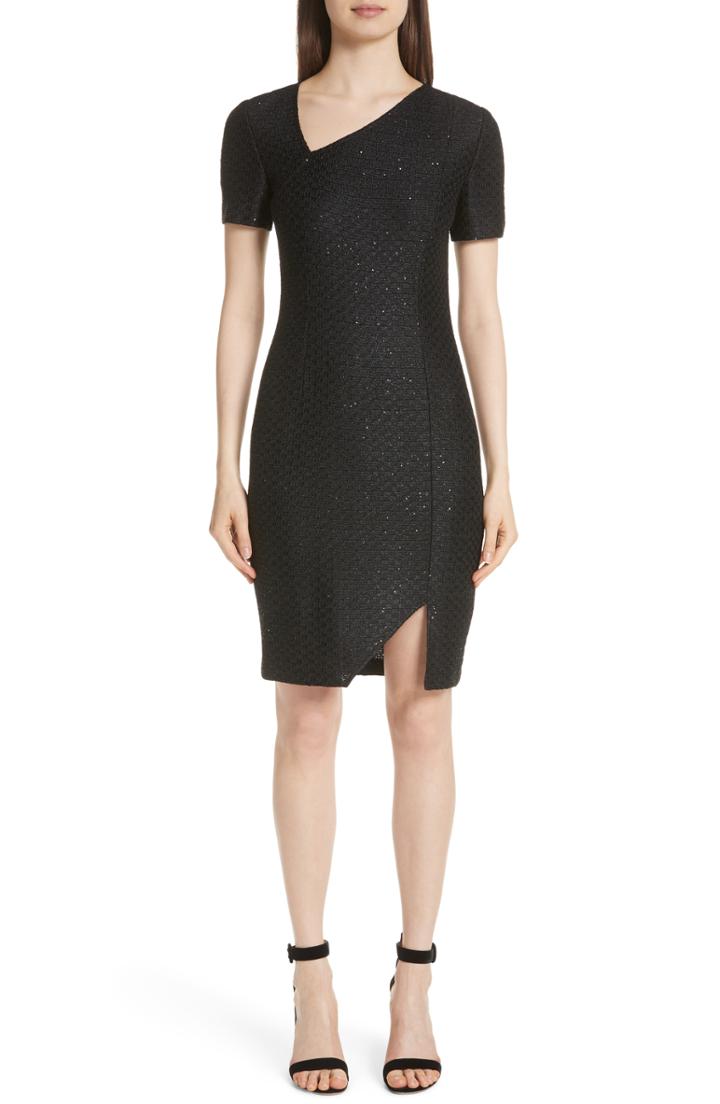 Women's St. John Collection Shimmer Sequin Knit Asymmetrical Dress