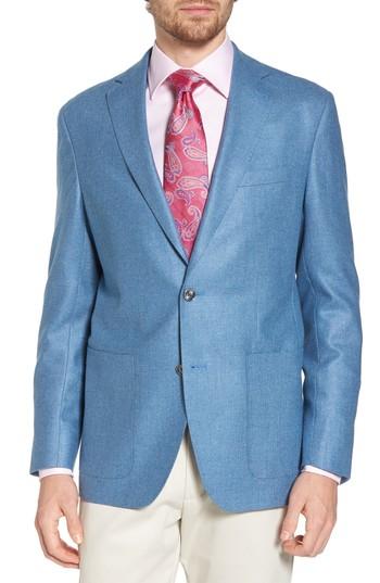 Men's David Donahue Aiden Classic Fit Silk & Wool Blazer L - Blue