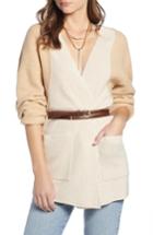 Women's Something Navy Blocked Cardigan, Size - Beige