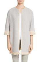 Women's Fabiana Filippi Fringe Trim Chevron Jacket Us / 38 It - Grey