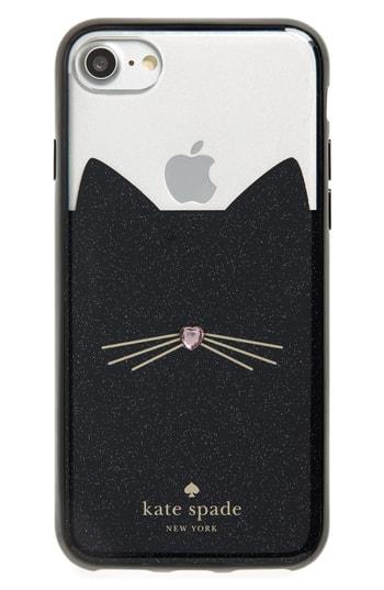 Kate Spade New York Glitter Cat Iphone 7/8 & 7/8 Case - Black
