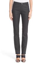 Women's Lafayette 148 New York Waxed Denim Slim Leg Jeans (similar To 16w) - Black