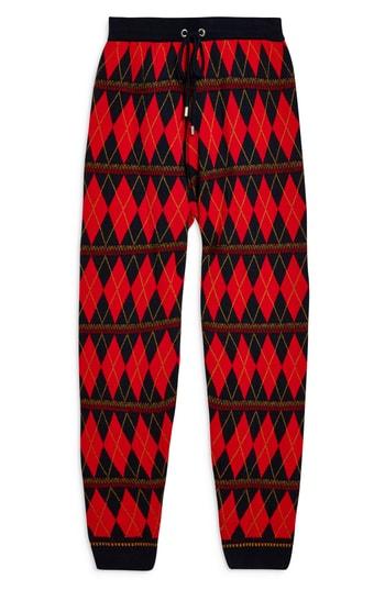 Women's Topshop Argyle Knit Jogger Pants Us (fits Like 0) - Red