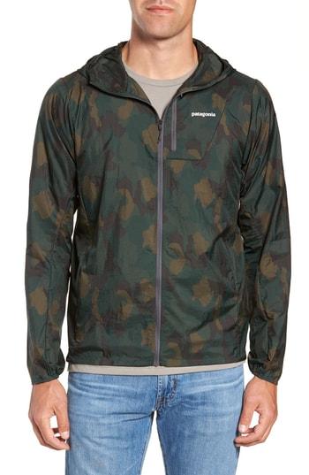 Men's Patagonia 'houdini' Slim Fit Water Repellent Hooded Jacket - Green