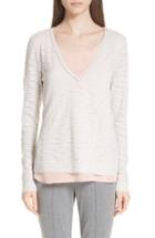 Women's St. John Collection Scarlett Stripe Knit Sweater, Size - Grey