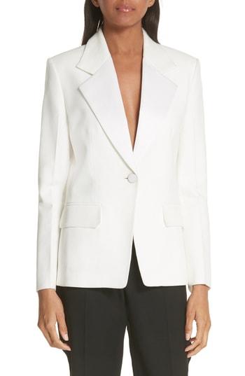 Women's Helmut Lang Shiny Lapel Canvas Blazer - White