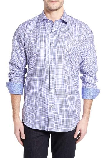 Men's Bugatchi Classic Fit Windowpane Check Sport Shirt - Purple