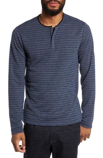 Men's Calibrate Rib Stripe Zip Henley - Blue