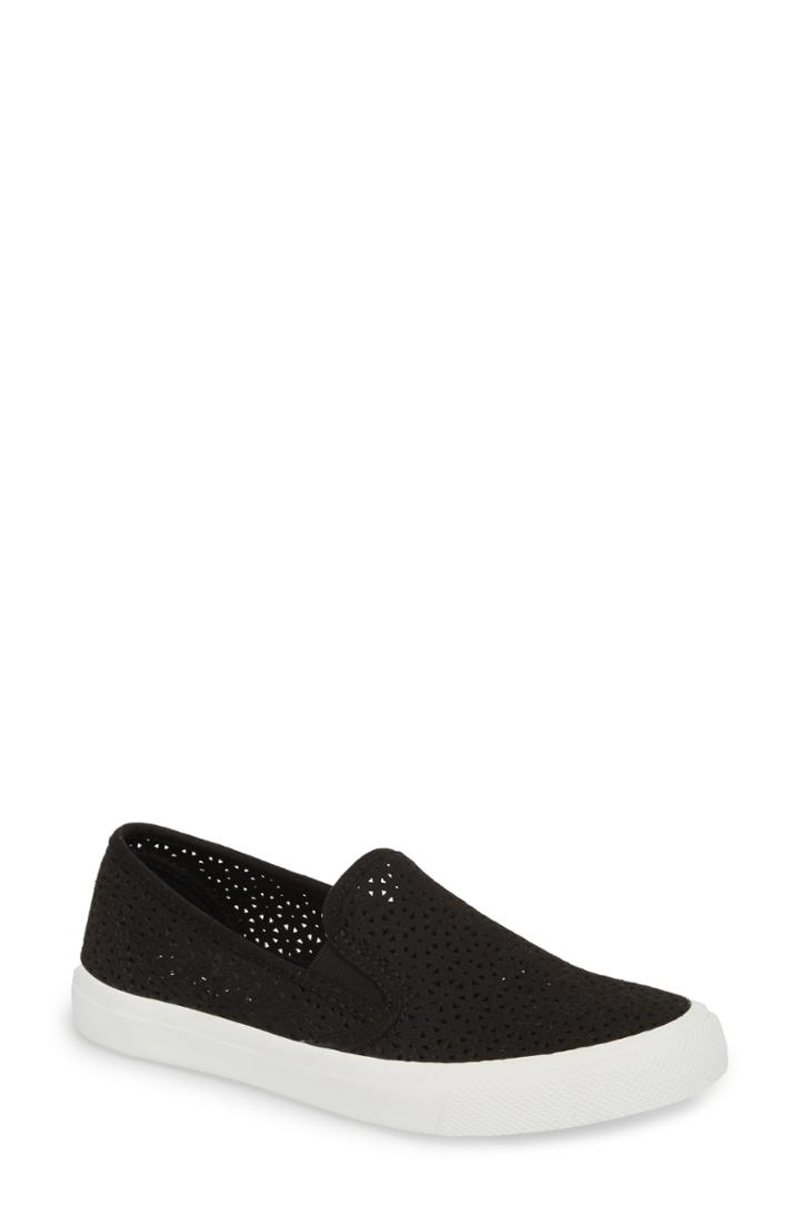 Women's Sperry Seaside Nautical Perforated Slip-on Sneaker .5 M - Black