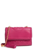 Tory Burch Small Fleming Quilted Lambskin Leather Convertible Shoulder Bag - Purple