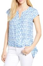 Women's Vineyard Vines Lattice Print Side Tie Top - Blue