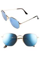 Women's Ray-ban 54mm Hexagonal Flat Lens Sunglasses - Gold/ Blue