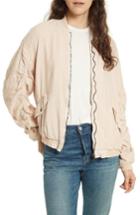 Women's Free People Ruched Linen Bomber Jacket - Ivory