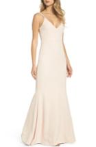 Women's Lulus V-neck Trumpet Gown - Pink