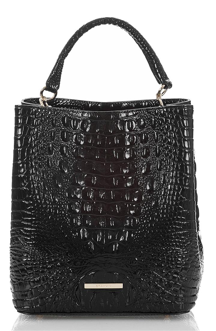 Brahmin Amelia Croc Embossed Leather Tote - Black