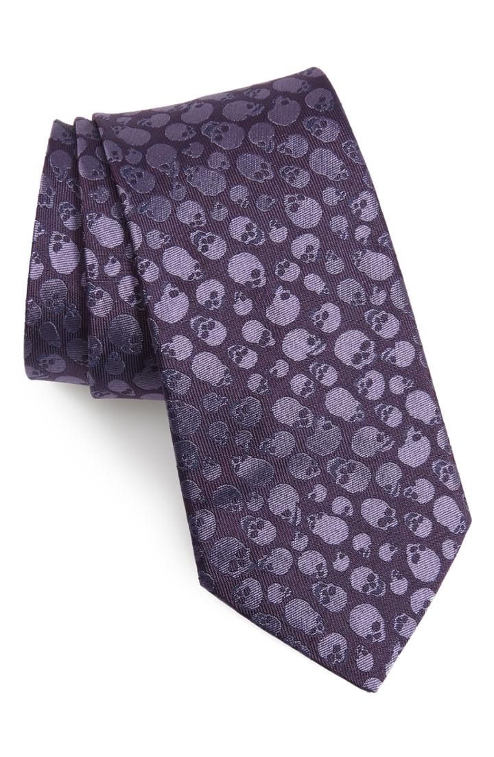 Men's John Varvatos Star Usa Skull Silk Tie, Size - Purple