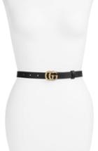 Women's Gucci Calfskin Leather Skinny Belt - Mystic White/ Cream