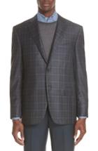 Men's Canali Classic Fit Plaid Wool Sport Coat Us / 54 Eu L - Grey