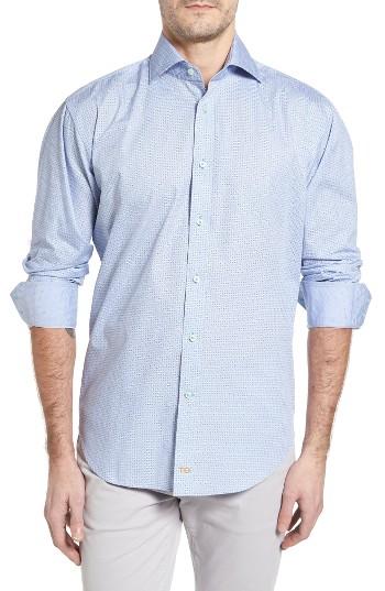 Men's Thomas Dean Classic Fit Oval Print Sport Shirt