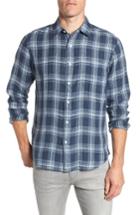 Men's Faherty Ventura Check Linen Sport Shirt - Blue