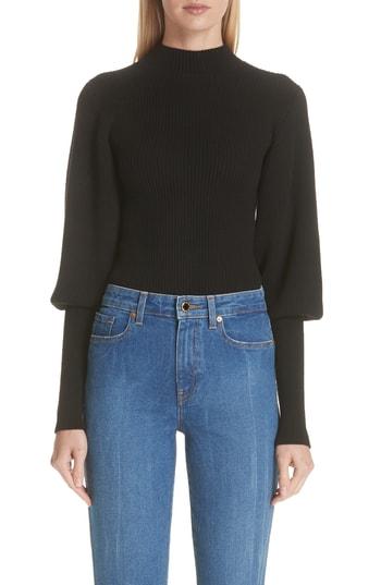 Women's Khaite Puff Sleeve Merino Wool Sweater